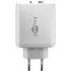 65 W USB-C PD GaN -kaksoispikalaturi, valkoinen