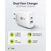 65 W USB-C PD GaN -kaksoispikalaturi, valkoinen