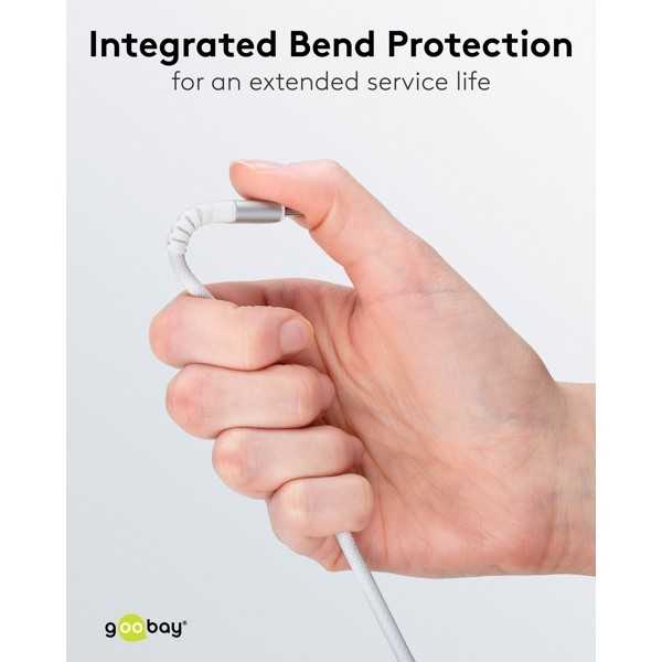 Lightning USB-C Supersoft -tekstiilikaapeli metalliliittimillä, 3 m, valkoinen