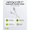 Lightning USB-C Supersoft -tekstiilikaapeli metalliliittimillä, 1 m, valkoinen