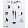 Lightning USB-C Supersoft -tekstiilikaapeli metalliliittimillä, 3 m, musta
