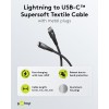 Lightning USB-C Supersoft -tekstiilikaapeli metalliliittimillä, 2 m, musta