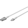 Lightning USB-A Supersoft -tekstiilikaapeli metalliliittimillä, 1 m, valkoinen