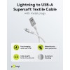 Lightning USB-A Supersoft -tekstiilikaapeli metalliliittimillä, 1 m, valkoinen