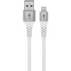 Lightning USB-A Supersoft -tekstiilikaapeli metalliliittimillä, 0,5 m, valkoinen