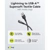 Lightning USB-A Supersoft -tekstiilikaapeli metalliliittimillä, 2 m, musta
