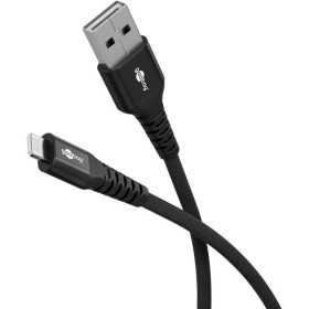Lightning USB-A Supersoft Textile Cable with Metal Plugs, 0.5 m, black