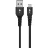 Lightning USB-A Supersoft Textile Cable with Metal Plugs, 0.5 m, black