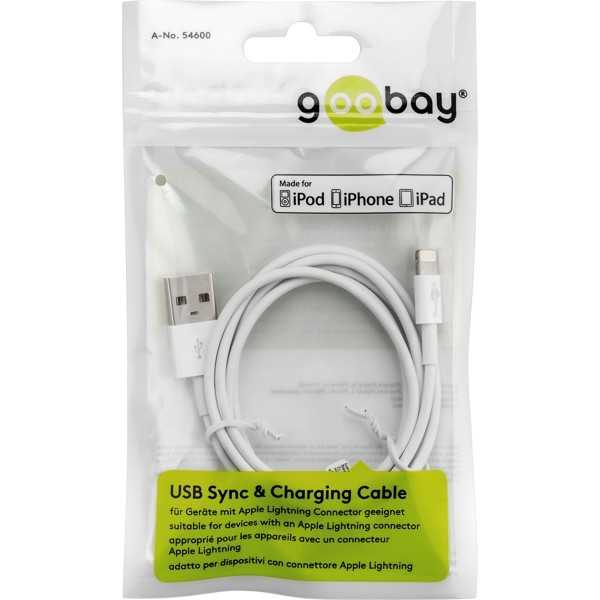 Lightning USB-lataus- ja synkronointikaapeli, 3 m, valkoinen