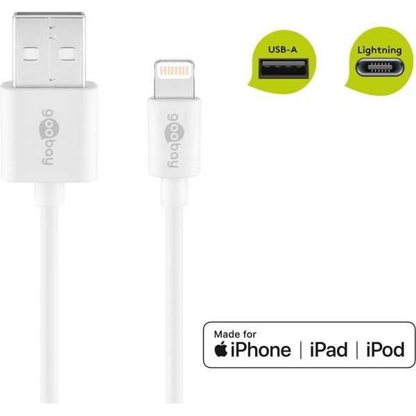 Lightning USB-lataus- ja synkronointikaapeli, 3 m, valkoinen