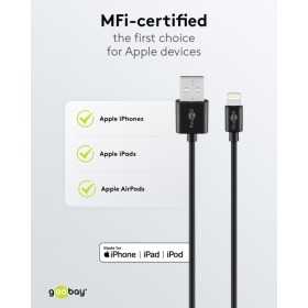Lightning USB-lataus- ja synkronointikaapeli, 0,5 m, musta