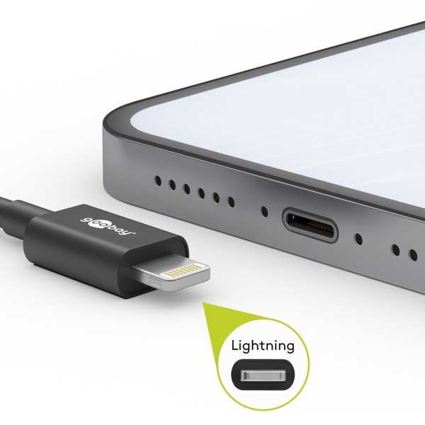 Lightning USB-lataus- ja synkronointikaapeli, 0,5 m, musta