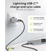 Lightning USB-C -tekstiilikaapeli metalliliittimillä, 2 m