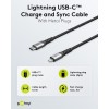 Lightning USB-C -tekstiilikaapeli metalliliittimillä, 1 m