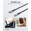 Lightning USB-C -tekstiilikaapeli metalliliittimillä, 1 m