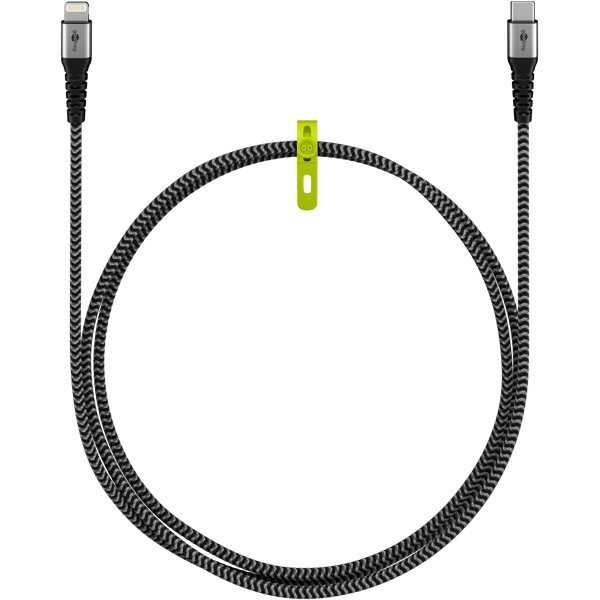 Lightning USB-C -tekstiilikaapeli metalliliittimillä, 1 m