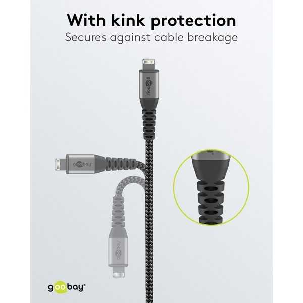 Lightning USB-C Textile Cable with Metal Plugs, 0.5 m