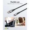 Lightning USB-A -tekstiilikaapeli metalliliittimillä, 2 m