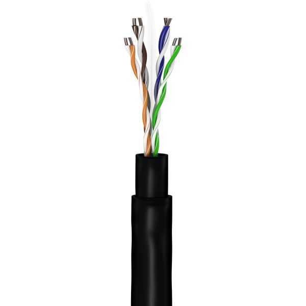 CAT 6 ulkokäyttöön tarkoitettu verkkokaapelisetti, U/UTP, musta. (305m)