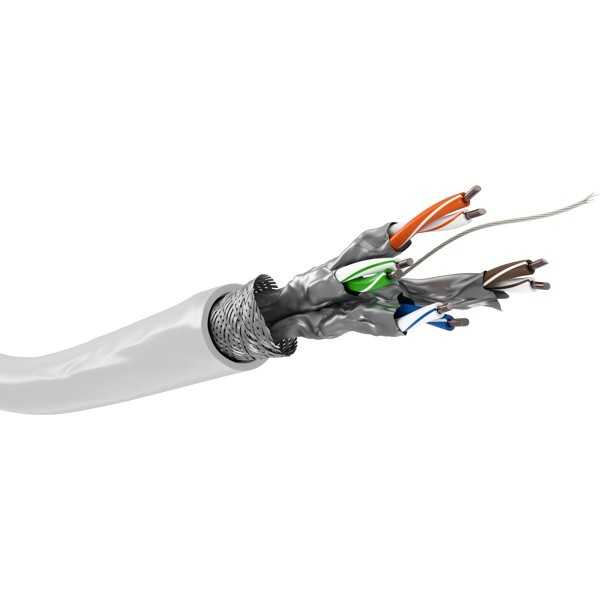 CAT 6 -verkkokaapeli, S/FTP (PiMF), valkoinen. (100m)