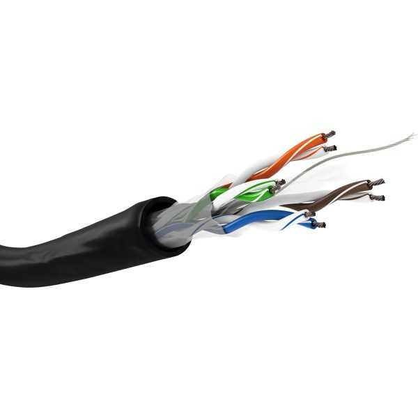 CAT 6 -verkkokaapeli, U/UTP, musta. (100m)
