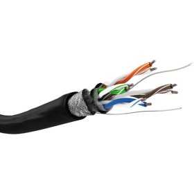 CAT 5e ulkokäyttöön tarkoitettu verkkokaapeli, SF/UTP, musta. (100m)