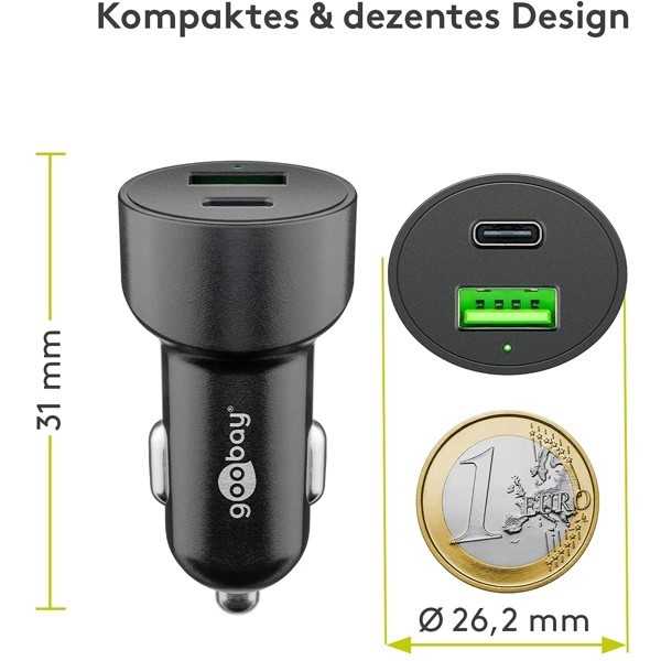 48 W:n virransyöttölaite, kaksois-USB-pikalaturi, USB-C PD