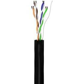 CAT 5e ulkokäyttöön tarkoitettu verkkokaapeli, U/UTP, musta. (100m)