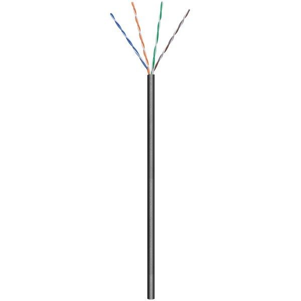 CAT 6 ulkokäyttöön tarkoitettu verkkokaapeli, U/UTP, musta. (100m)