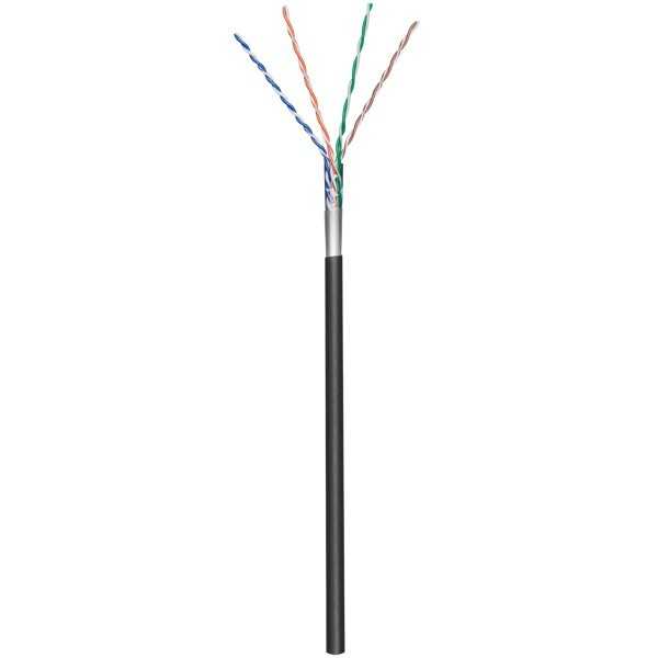 CAT 5e ulkokäyttöön tarkoitettu verkkokaapeli, F/UTP, musta. (100m)