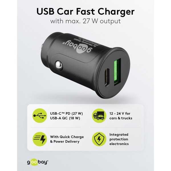 27 W:n virransyöttölaite, kaksois-USB-pikalaturi, USB-C PD
