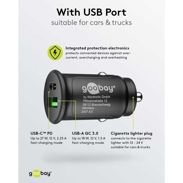 27 W:n virransyöttölaite, kaksois-USB-pikalaturi, USB-C PD