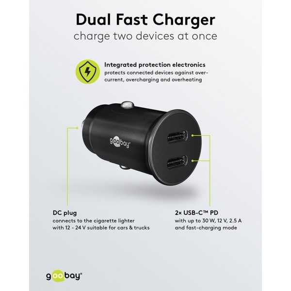 30 W:n virransyöttölaite, kaksois-USB-C-latausliitäntä, PD-autopikalaturi