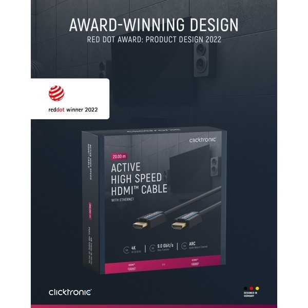 Aktiivinen nopea HDMI-kaapeli Ethernet-yhteydellä, 20 metriä.