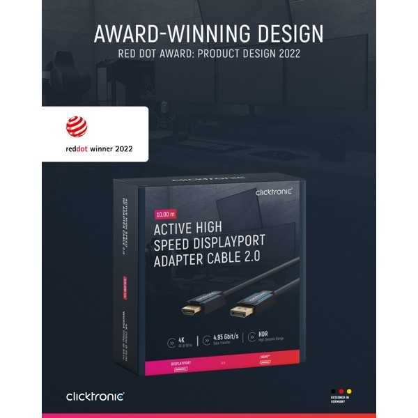 Aktiivinen DisplayPort–HDMI-sovitinkaapeli, 10metriä.
