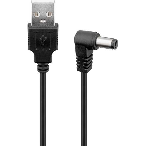 USB-DC-kaapeli 5 V/1 A, 0,5 m, musta