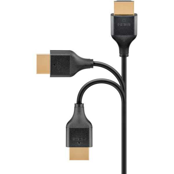 Ohut erittäin nopea HDMI-kaapeli Ethernet-yhteydellä, 0,5 metriä.