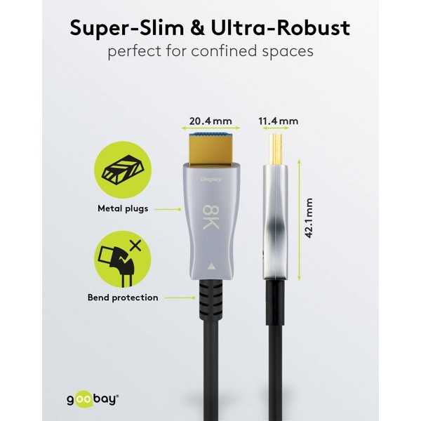Optinen hybridi erittäin nopea HDMI-kaapeli (AOC), 20 metriä.