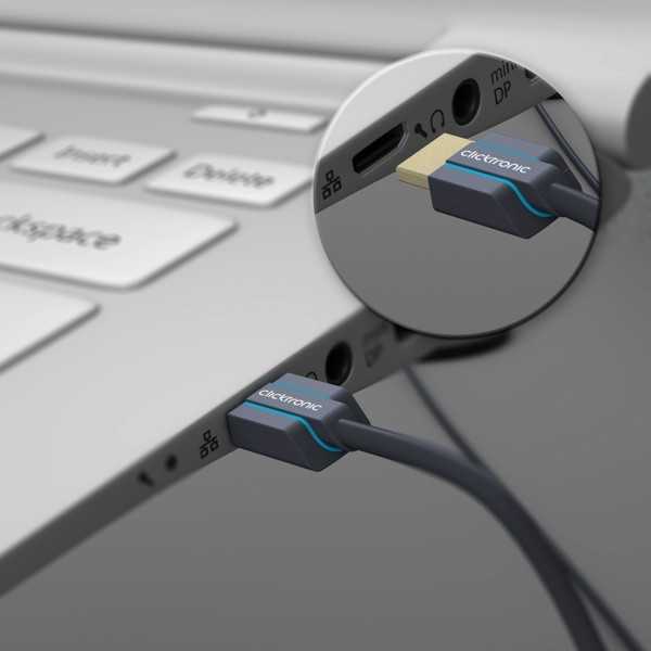 Erittäin ohut ja nopea HDMI-kaapeli Ethernet-liitännällä, 1 metri.