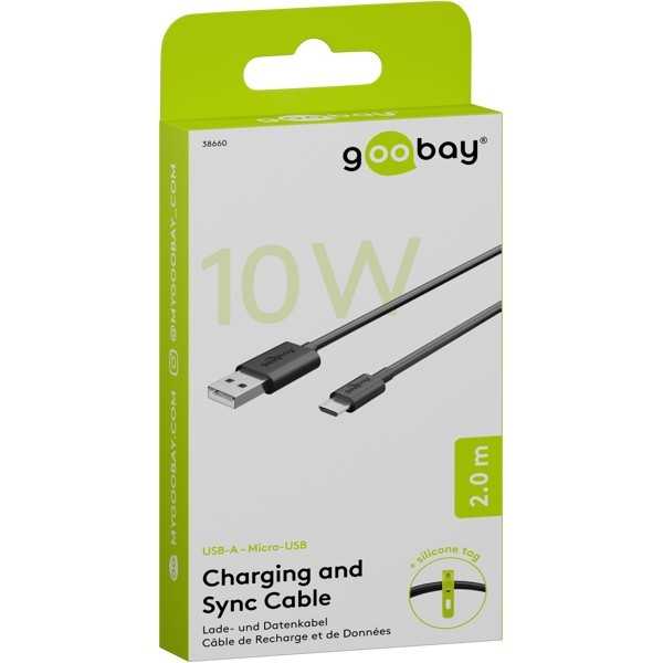 Micro-USB-lataus- ja synkronointikaapeli, 2 metriä.