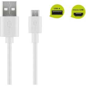 Micro-USB-lataus- ja synkronointikaapeli, 1 metri, valkoinen.