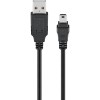 Mini USB-synkronointi- ja latauskaapeli, musta, 1 metri.