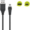 Mini USB-synkronointi- ja latauskaapeli, musta, 1 metri.