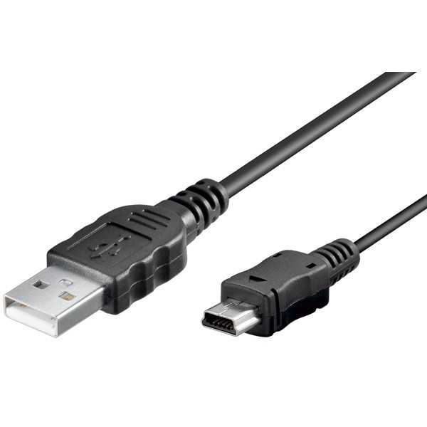 Mini USB-synkronointi- ja latauskaapeli, musta, 1 metri.