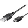 Mini USB-synkronointi- ja latauskaapeli, musta, 1 metri.