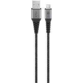Micro-USB - USB-A -tekstiilikaapeli metalliliittimillä (tähtiharmaa/hopea), 0,5 m