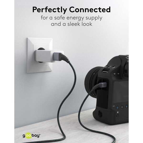 Micro-USB - USB-A -tekstiilikaapeli metalliliittimillä (tähtiharmaa/hopea), 2 m
