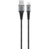 Micro-USB - USB-A -tekstiilikaapeli metalliliittimillä (tähtiharmaa/hopea), 1 m