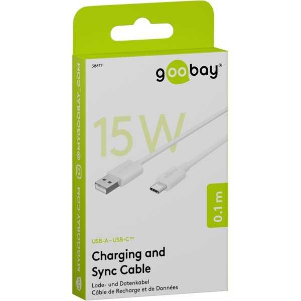 USB-C-lataus- ja synkronointikaapeli, 0,1 metriä.