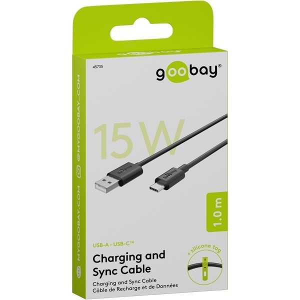 USB-C-lataus- ja synkronointikaapeli (USB-A, USB-C)